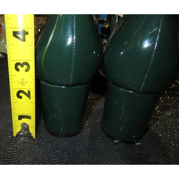 SOLD MODENCOCO Round Toe Green Patent Leather Buckle T Strap Chunky Heel 13 - Picture 3 of 10